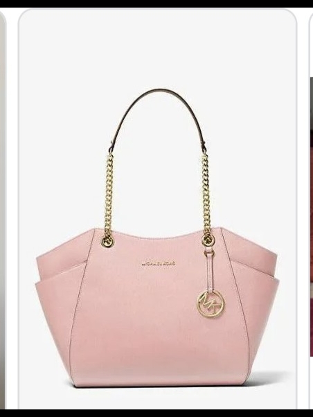 Michael Kors Pink Saffiano Chain-Handle Shoulder Tote